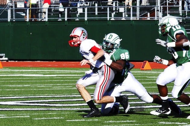 Former Dartmouth defensive end Charles Bay '11 led the Ivy League in sacks and forced fumbles last season.