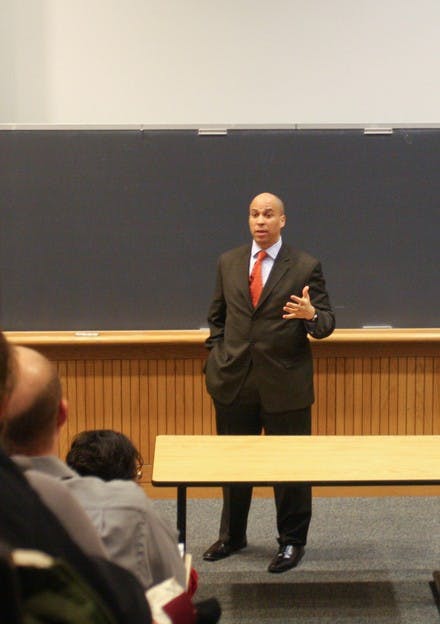 Newark Mayor Cory Booker discussed social activism in his Monday lecture and called for Americans to take a greater interest in public service