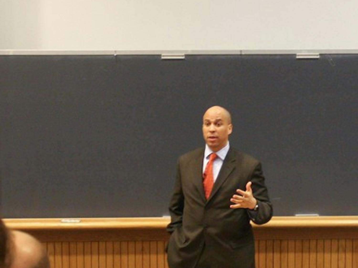 Newark Mayor Cory Booker discussed social activism in his Monday lecture and called for Americans to take a greater interest in public service