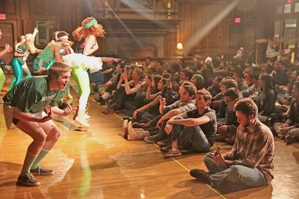 Prospective students watched members of the Class of 2018 perform songs, dances and skits Thursday evening. 