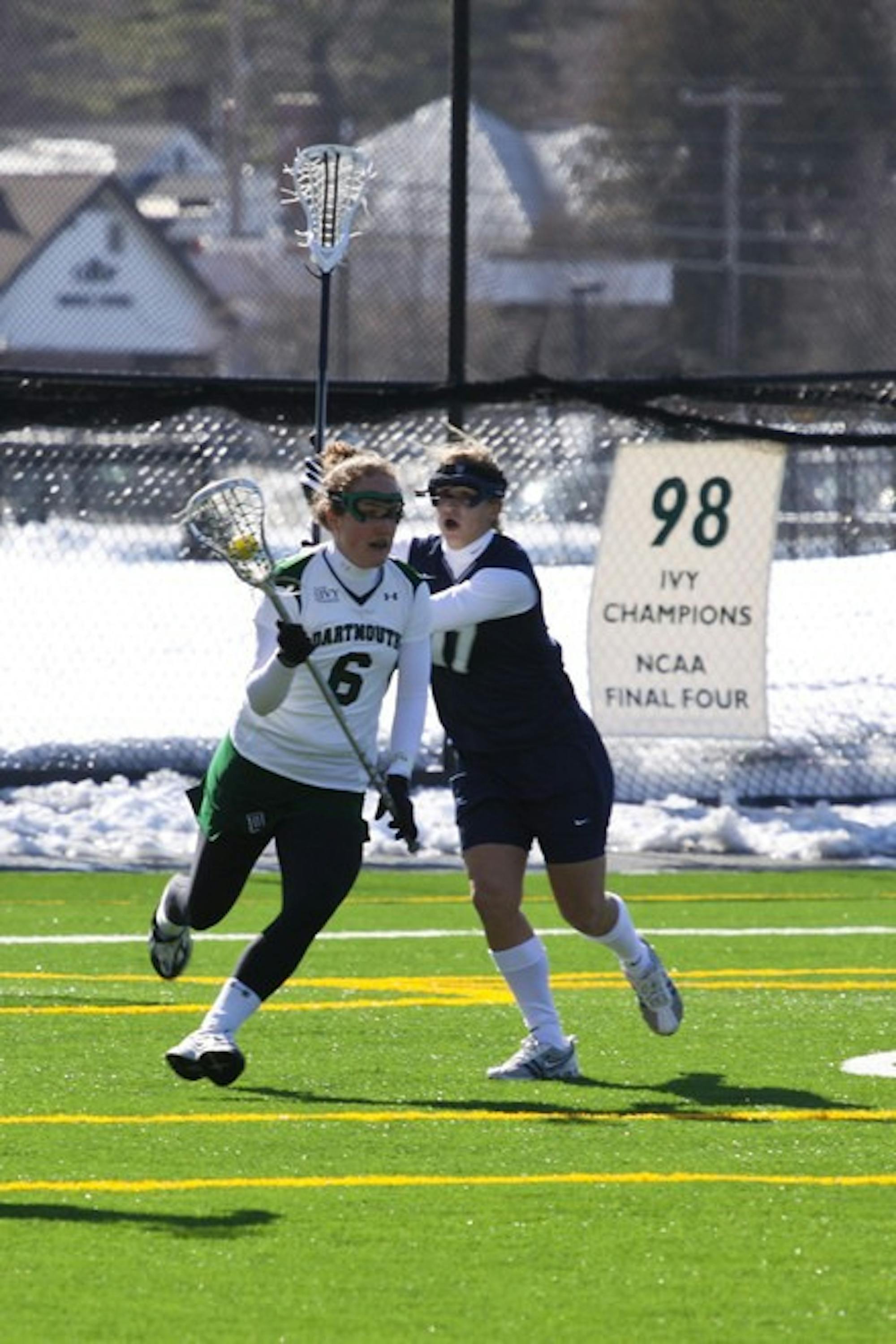 After leading the Fighting Irish 8-5 in the first period, Dartmouth was unable to maintain momentum, falling 16-11.