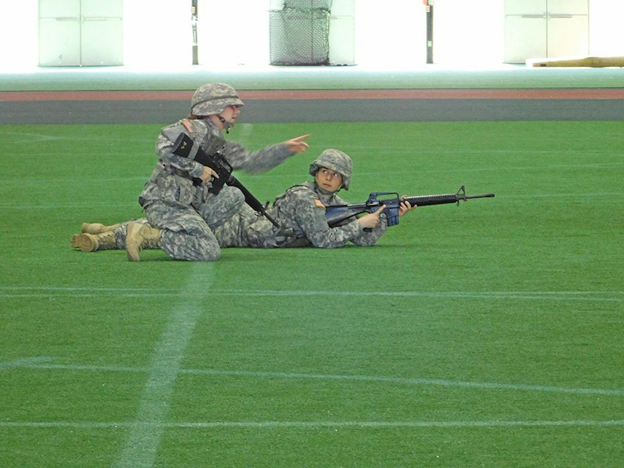 ROTC members train in Leverone Field House.