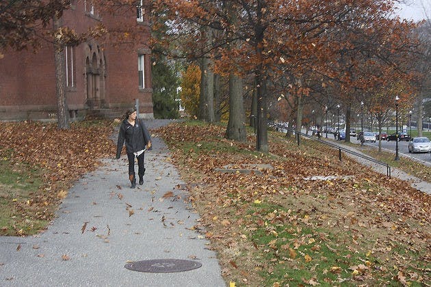 Students rushed indoors in the hours leading up to Hurricane Sandy's arrival in Hanover. Classes post-3 p.m. were canceled on Monday.