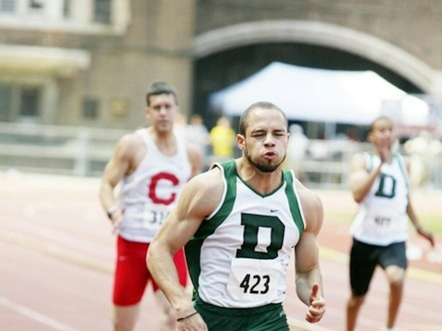 Fatih Stanley '06 storms past his competitors at the Heptagonal Championships, setting new school records in both the 100- and 200-meter dashes.