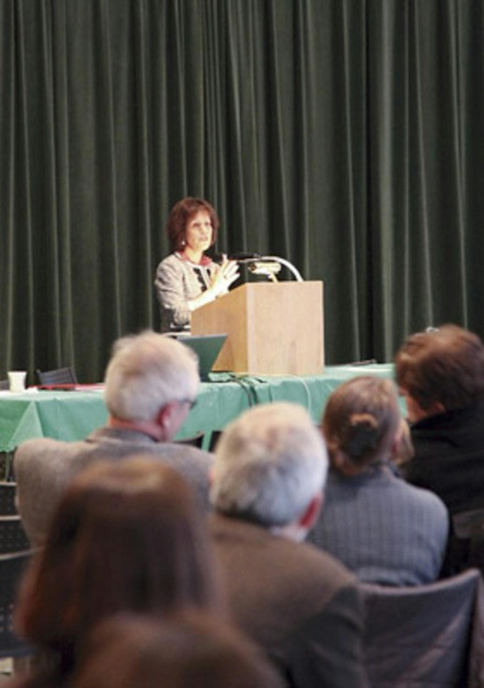 Dean of the Faculty Carol Folt gave her report to the faculty on Monday.