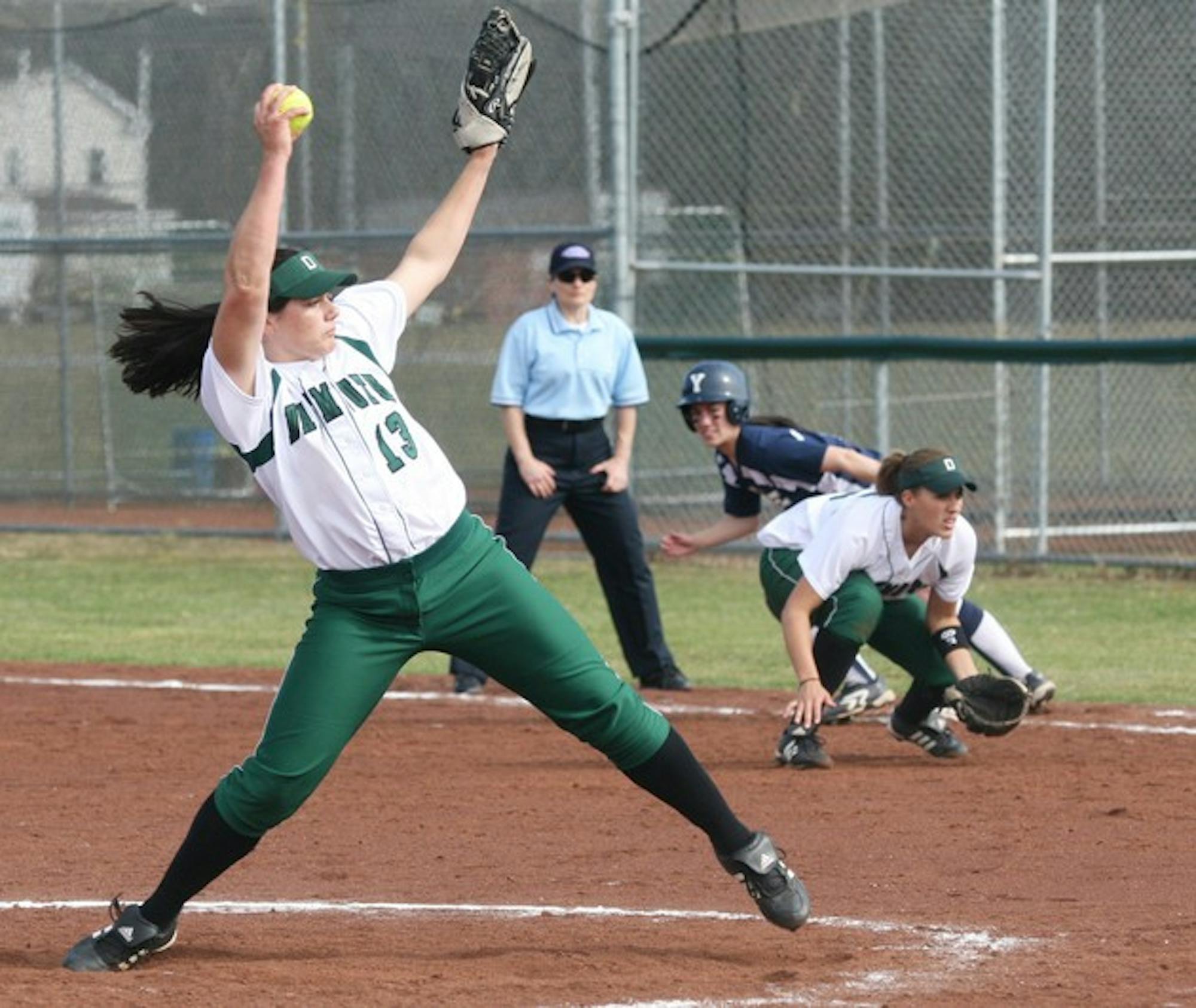 Stephanie Trudeau '09 shut out the Bulldogs in Saturday's first game.