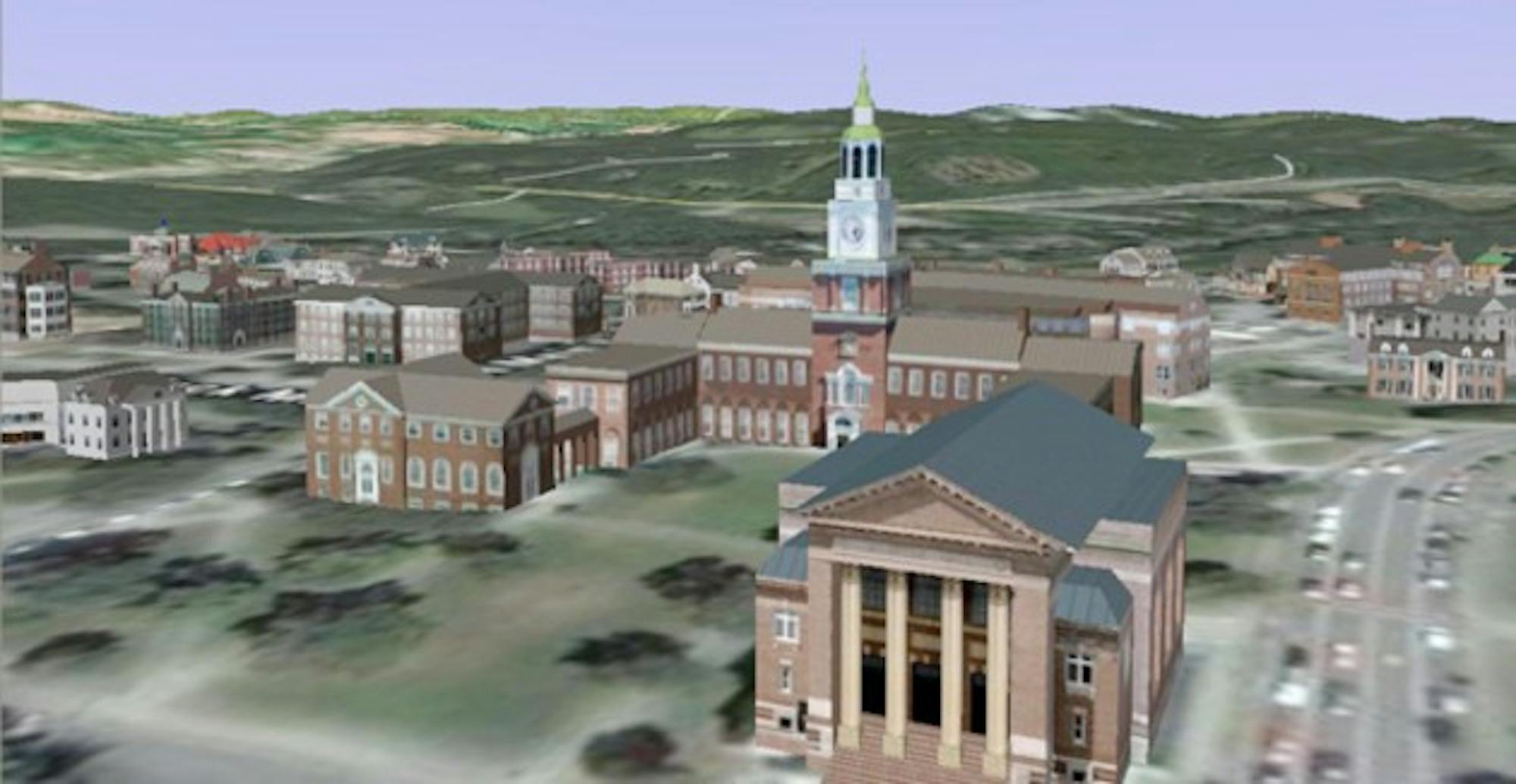 Undergraduates worked on this 3D rendering of the Dartmouth campus throughout the Spring term. As one of seven winning teams they will travel to the Google headquarters in California.