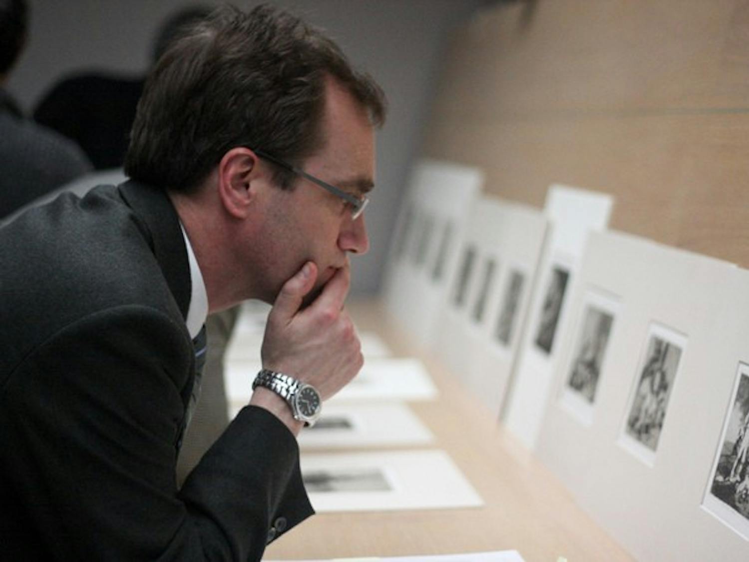 Attendees at Wednesday's symposium on Francisco de Goya viewed his artwork following a series of lectures.
