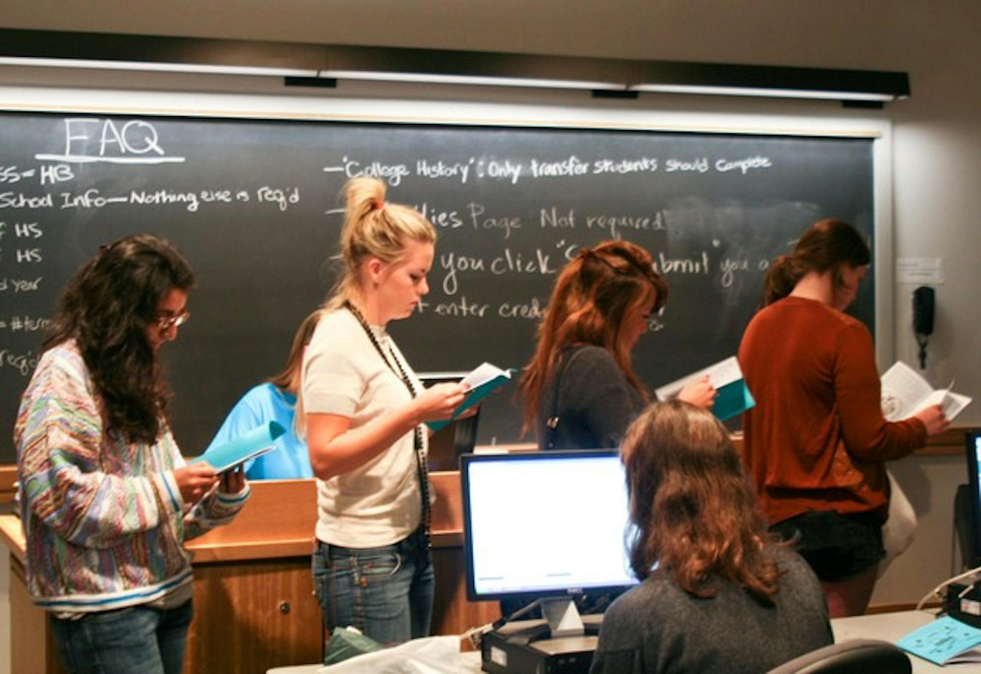 Women register to participate in fall sorority rush, which will be conducted with the use of a new computer system, Select and Rank. The system is aimed at better matching women and sororities.