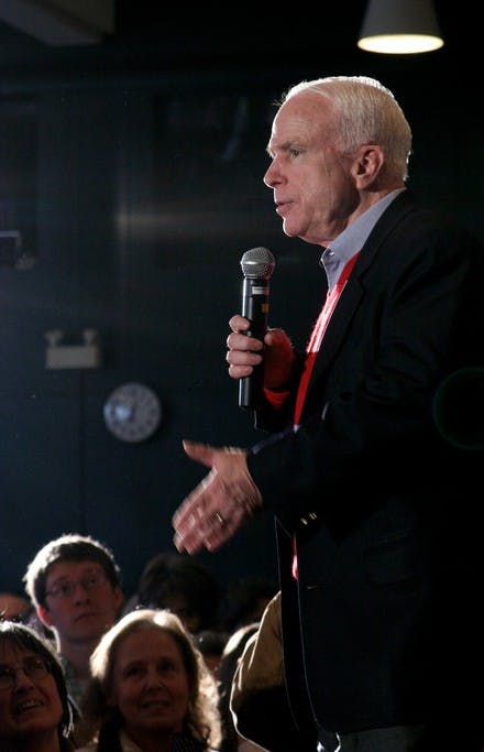 John McCain discusses Islamo-fascism and environmental concerns at the Top of the Hop on Monday.