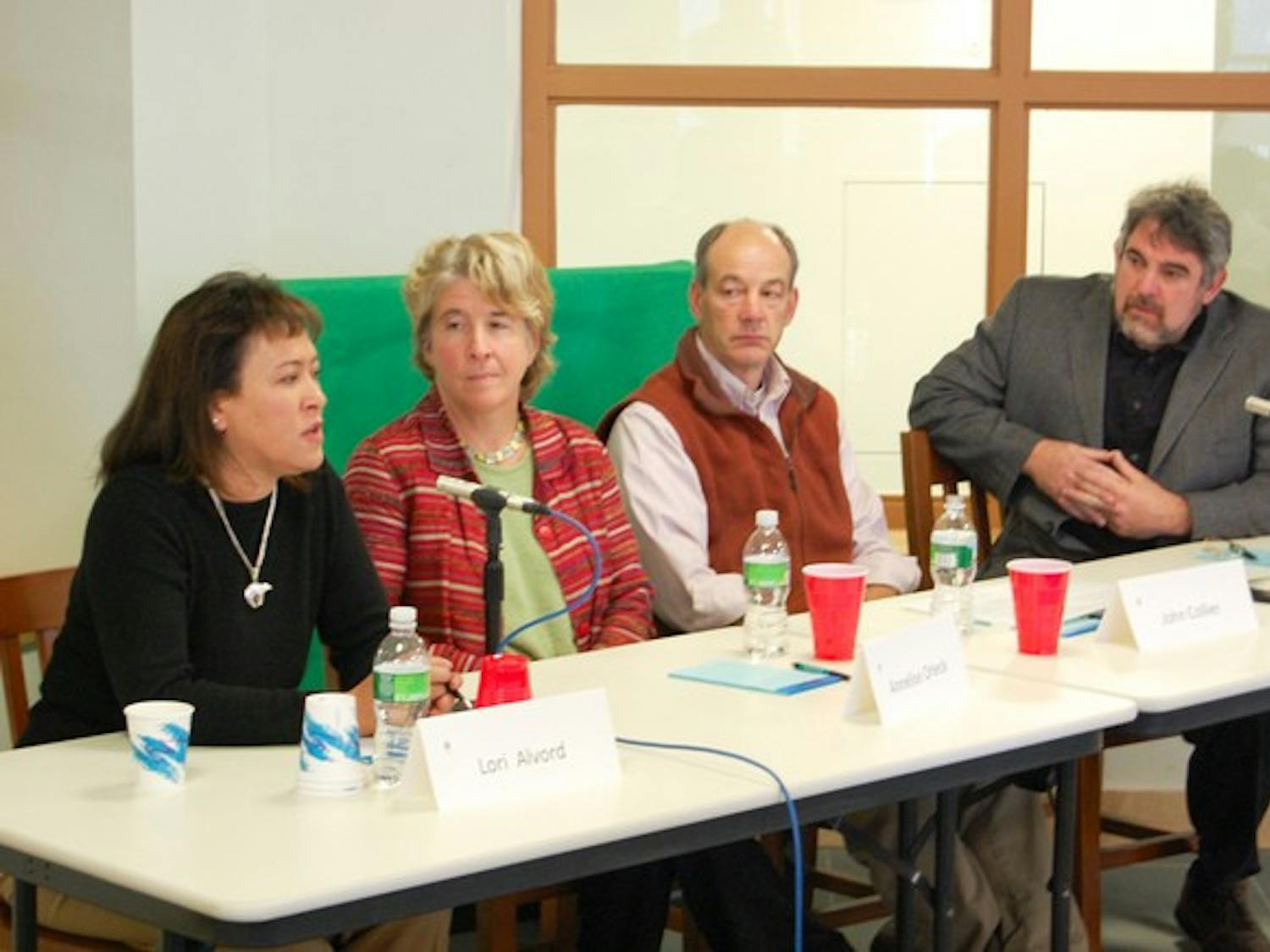 Lori Alvord '79 and professors Annelise Orleck, John Collier '72 and Larry Polansky offer advice and recollections to sophomores currently selecting their majors in a panel discussion in Fahey lounge last Tuesday.