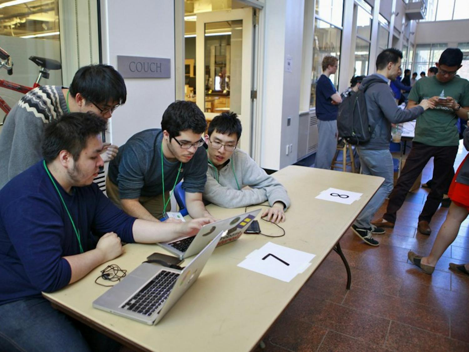 College students worked on projects at the hackathon this weekend