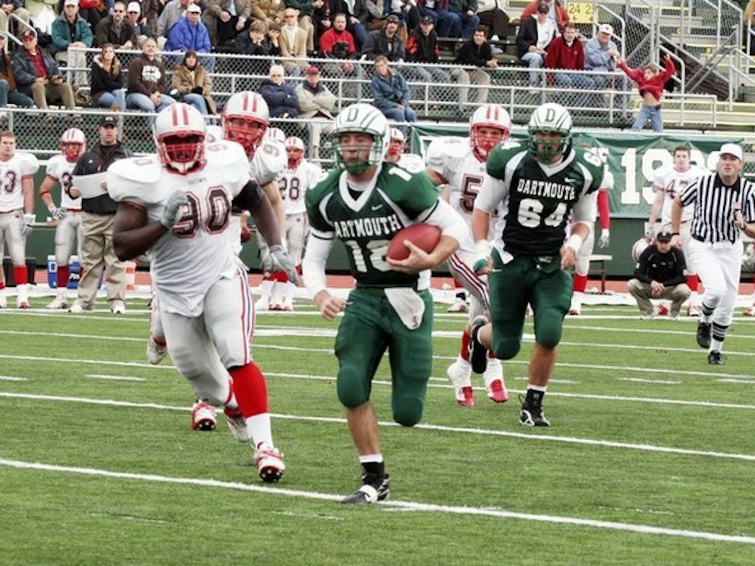 Mike Fritz '07 connected on 21 of 36 pass attempts for 237 passing yards and a touchdown in a 27-17 loss to the Princeton Tigers Saturday.