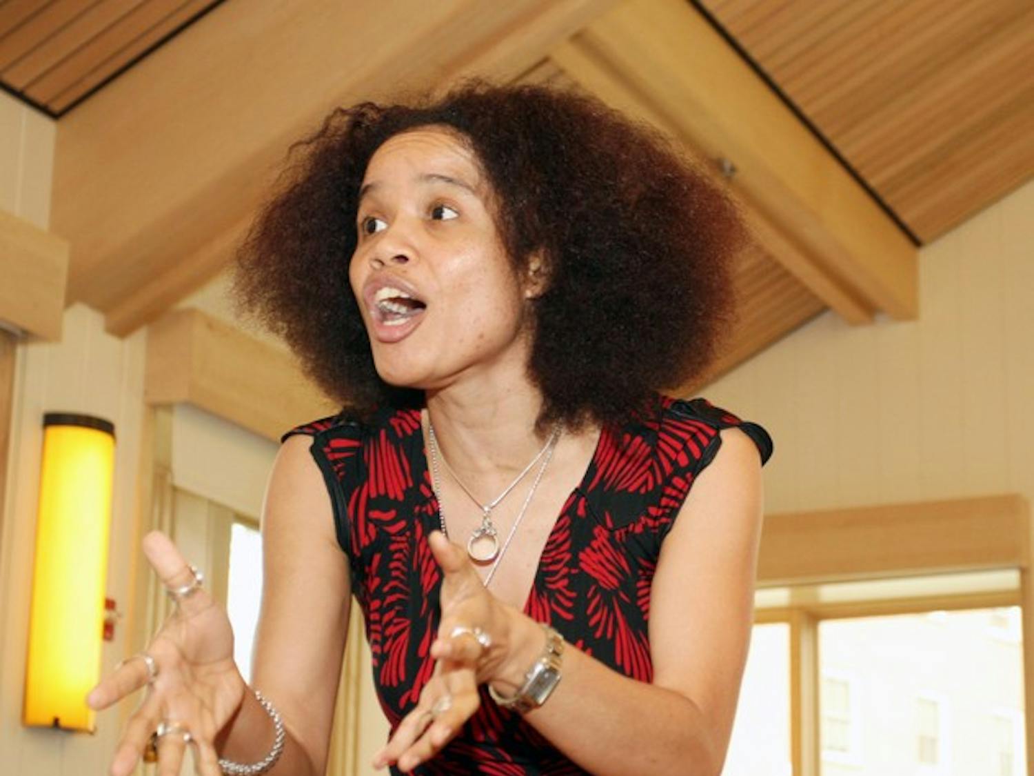 Staceyann Chin, the Center for Women and Gender's eighth annual Visionary in Residence, met with students at a dinner Wednesday.