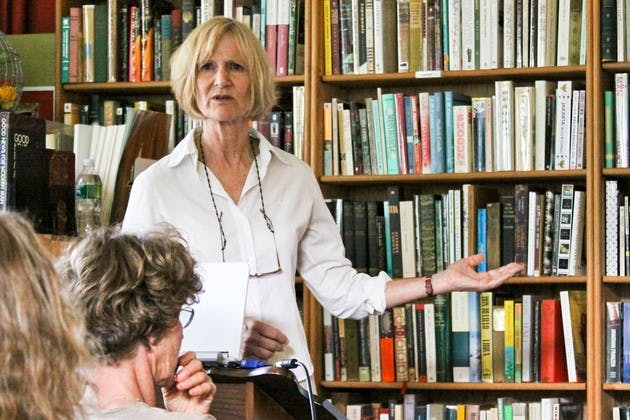 Alison Weir charged that American media coverage is biased in favor of Israel at Left Bank Books on Monday.