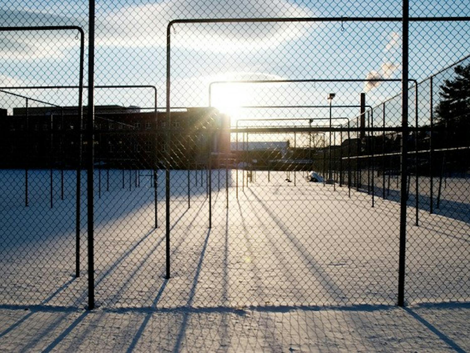 Until late last week, the Big Green's outdoor courts were blanketed in snow.