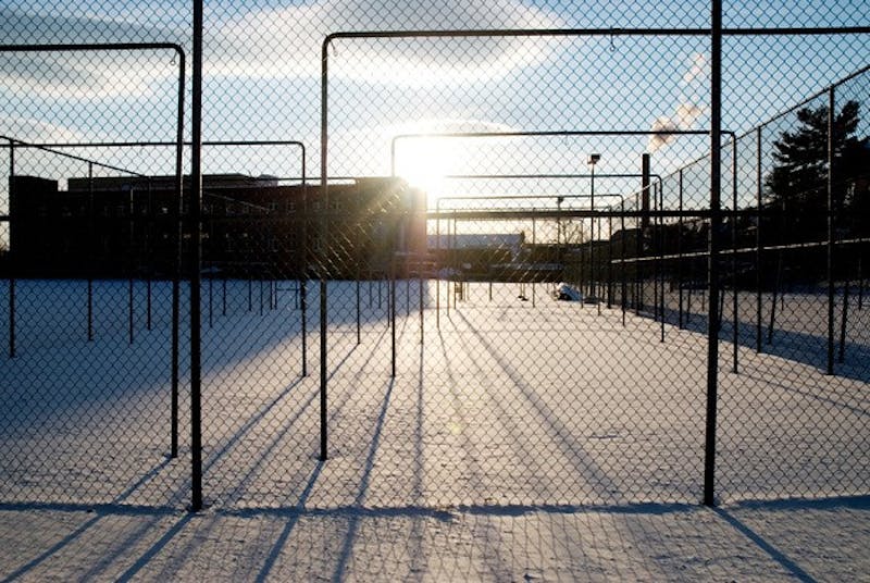 Until late last week, the Big Green's outdoor courts were blanketed in snow.
