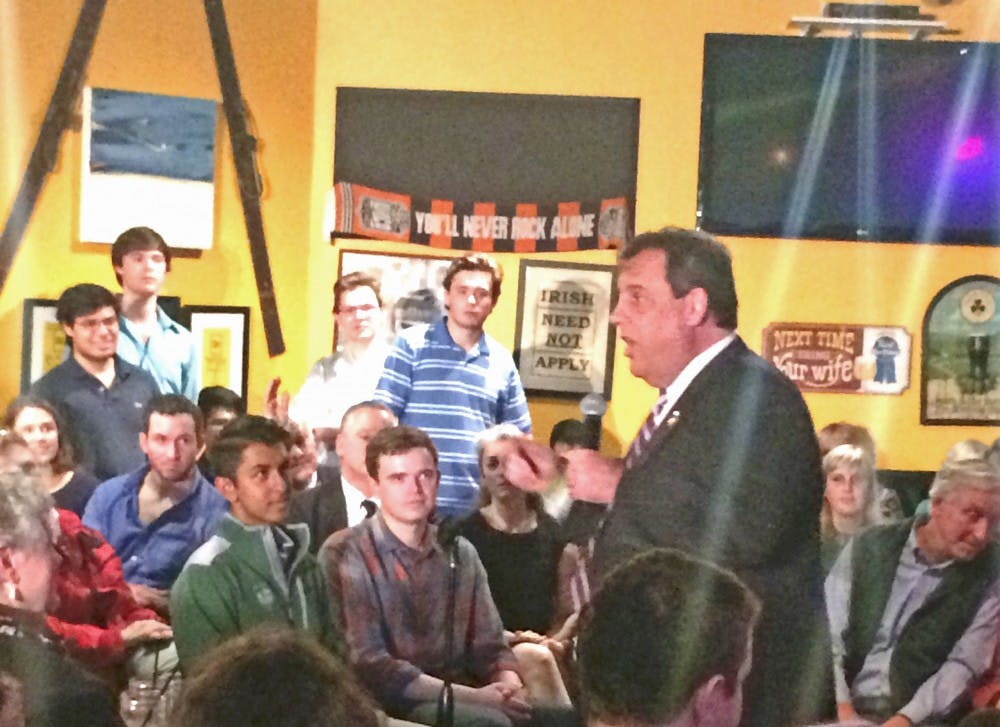 Republican presidential candidate Gov. Chris Christie (R-N.J.) spoke to a crowd on Friday.