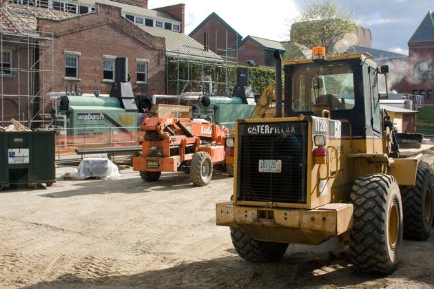 Construction of Dartmouth's power plant is scheduled to begin in June, as construction on nearby New Hampshire residence hall continues.