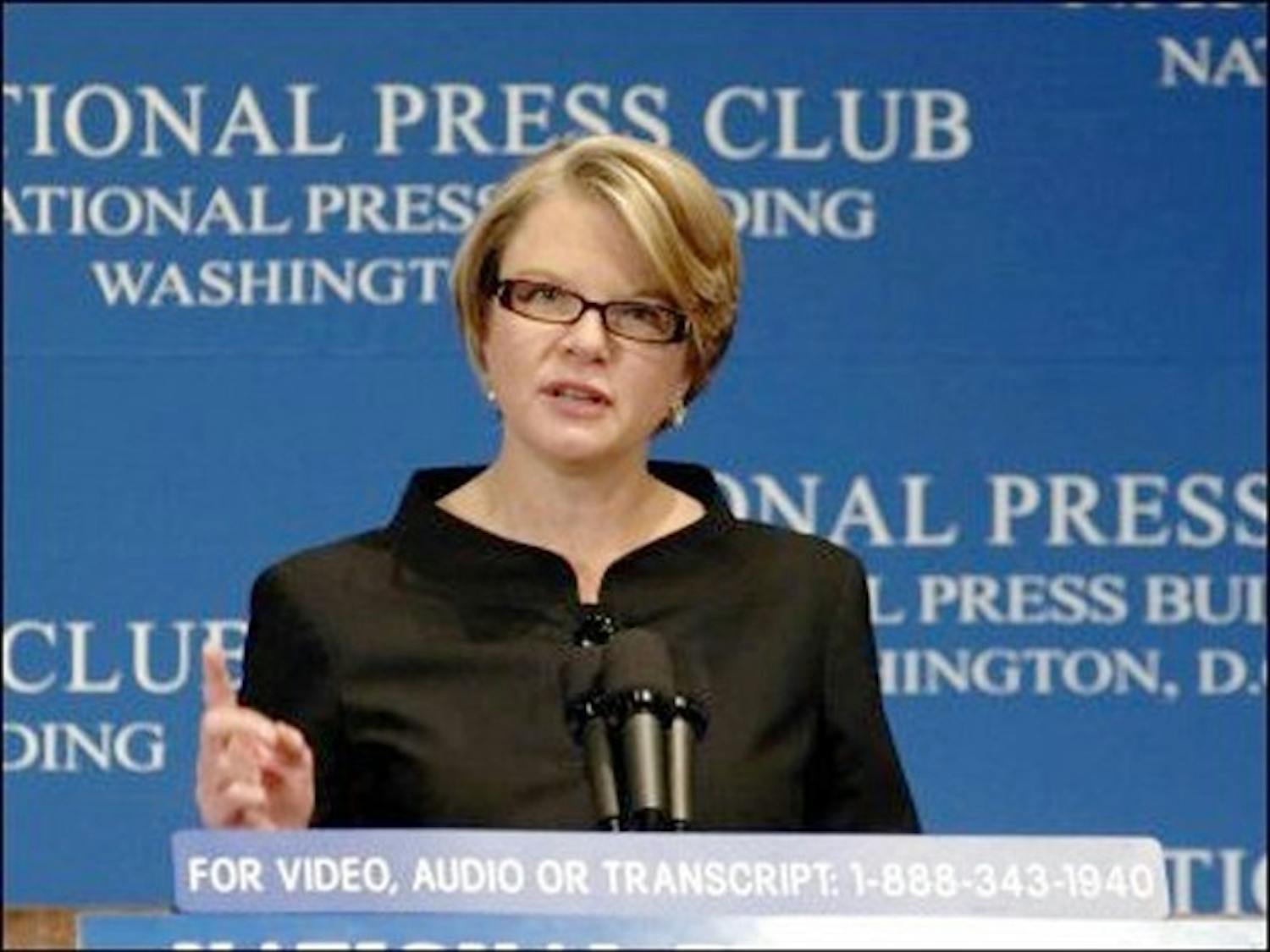 U.S. Secretary of Education Margaret Spellings announces her plan to improve higher education at the National Press Club on Tuesday, Sept. 26.
