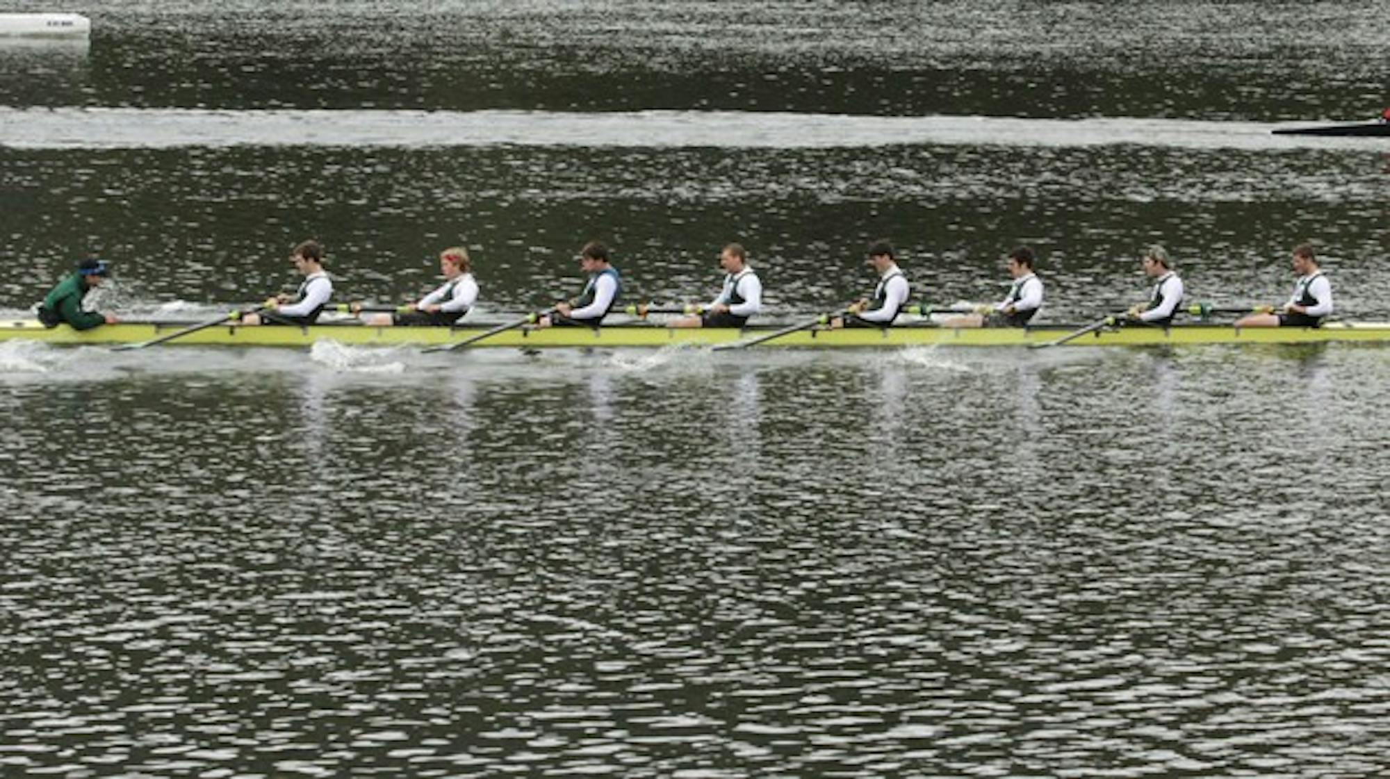 The men's heavyweight crew team rowed to third-place and fifth-place finishes at the Eastern Sprints this weekend.