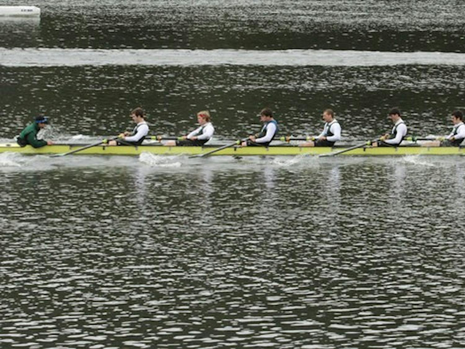 The men's heavyweight crew team rowed to third-place and fifth-place finishes at the Eastern Sprints this weekend.