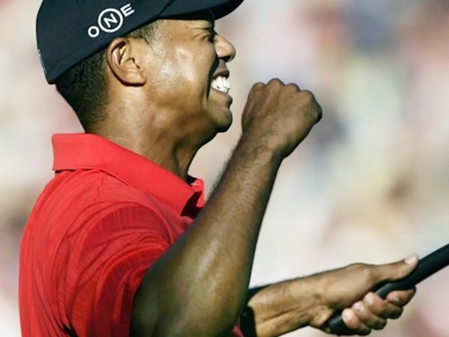 Tiger Woods celebrates after winning his 12th major tournament this past weekend at the PGA Championship held at Medinah Country Club.