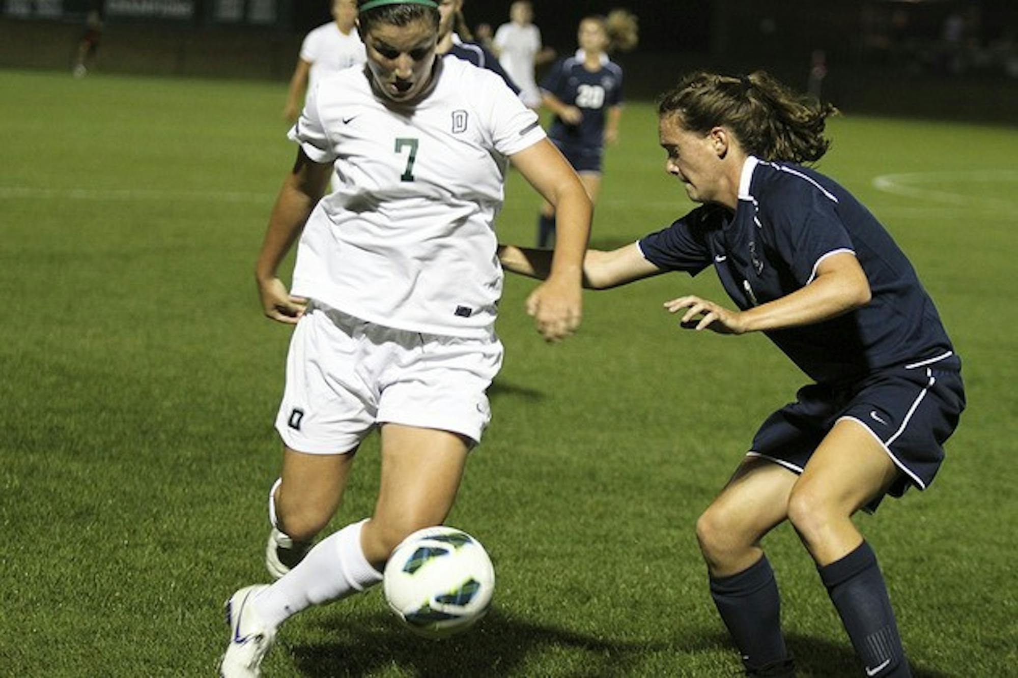 Marina Moschitto '14 scored the opening goal for Dartmouth on Friday night against UNH. She added another on Sunday against Fordham.