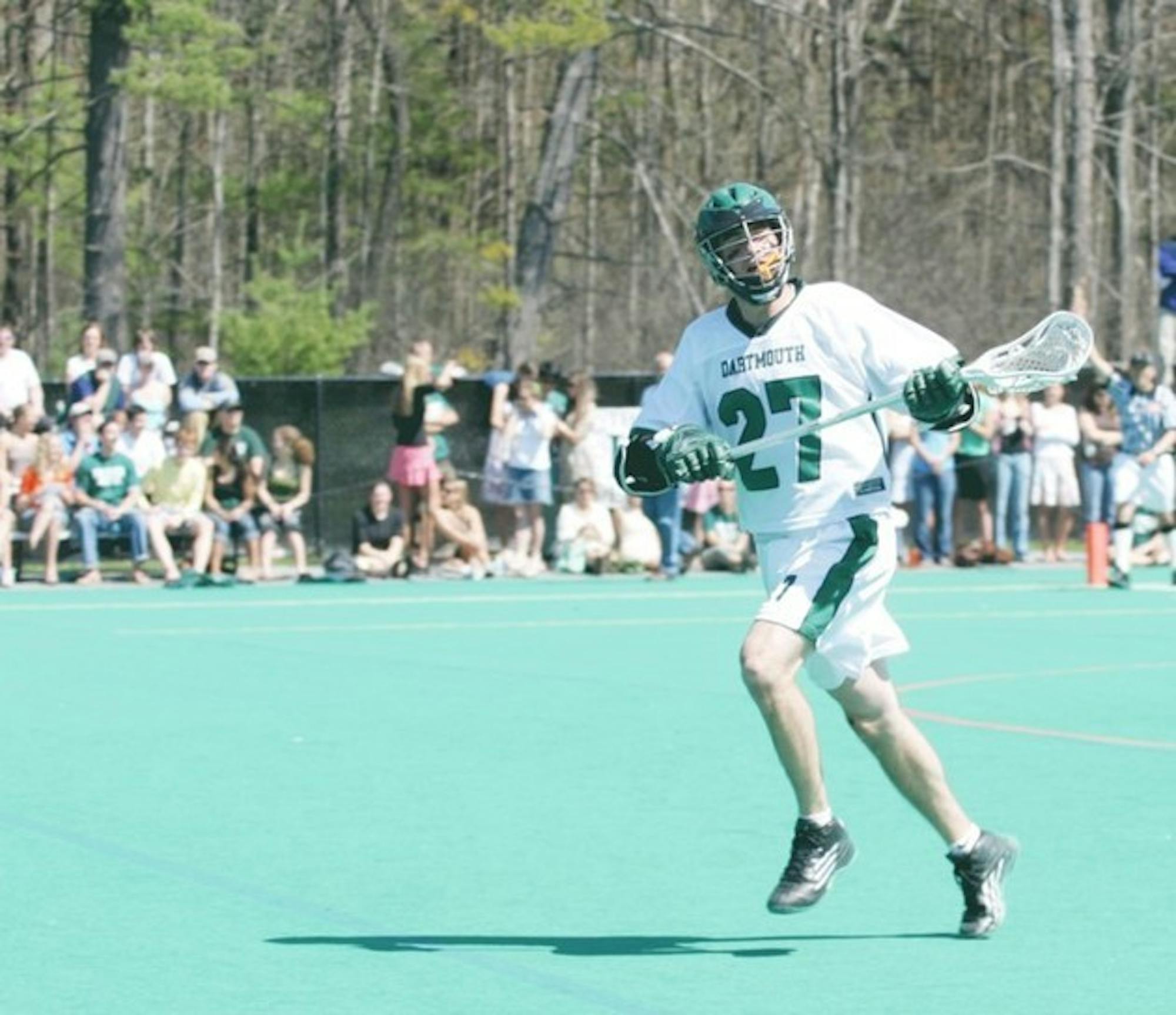 The men's lacrosse seniors won the last home game of their careers Tuesday, besting Holy Cross 15-13.