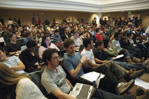 Well over 100 students crowded into 105 Dartmouth Hall for what was expected to be an impeachment debate.