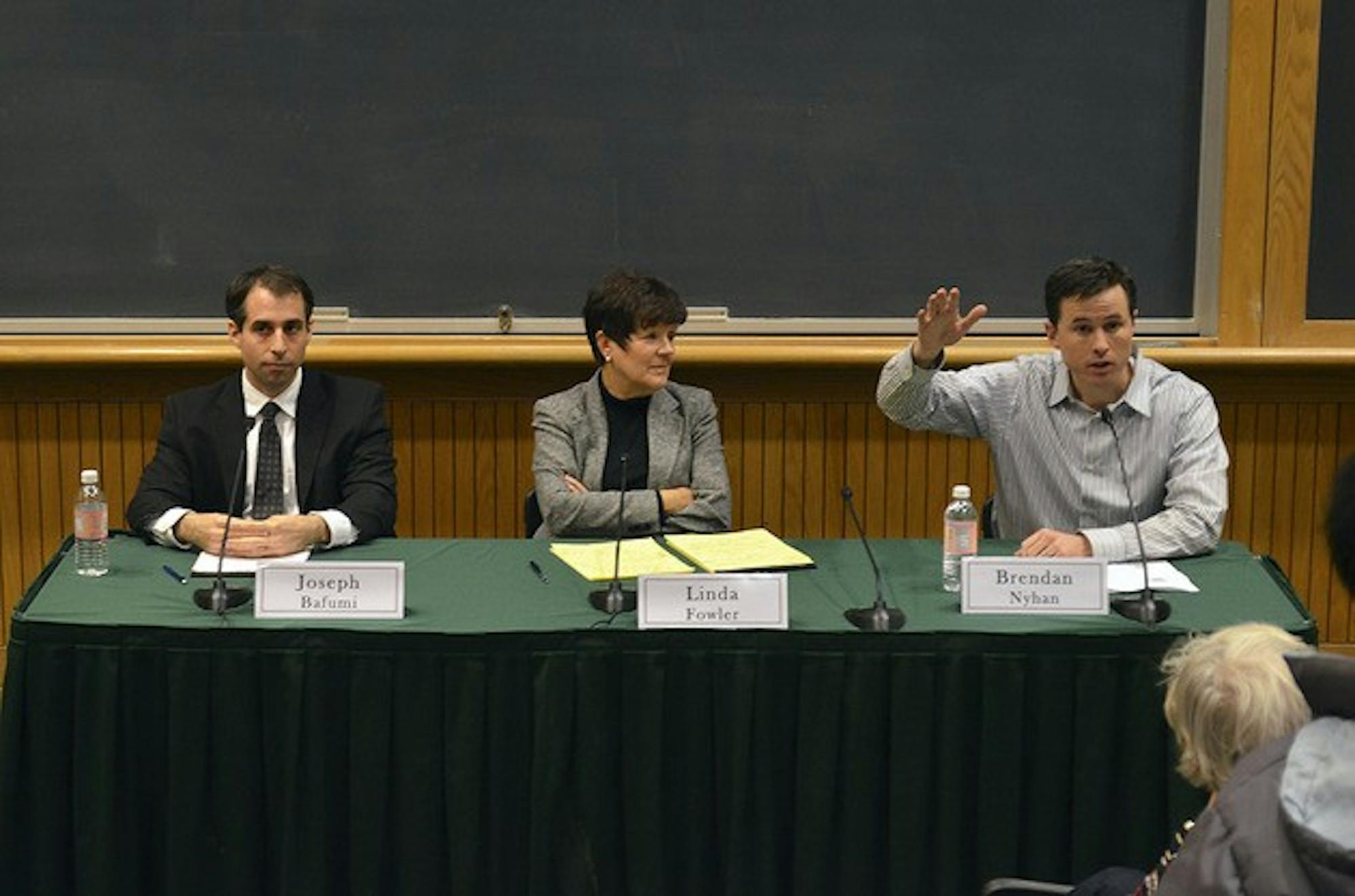 Professors Joseph Bafumi, Linda Fowler and Brendan Nyhan discussed the fiscal crisis and political polarization as issues dominating the post-election landscape.