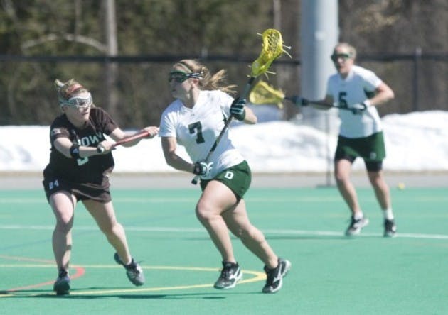 Kristen Barry '08, scoring four goals, helped lead the Big Green to a convincing victory over Ivy rival Brown.