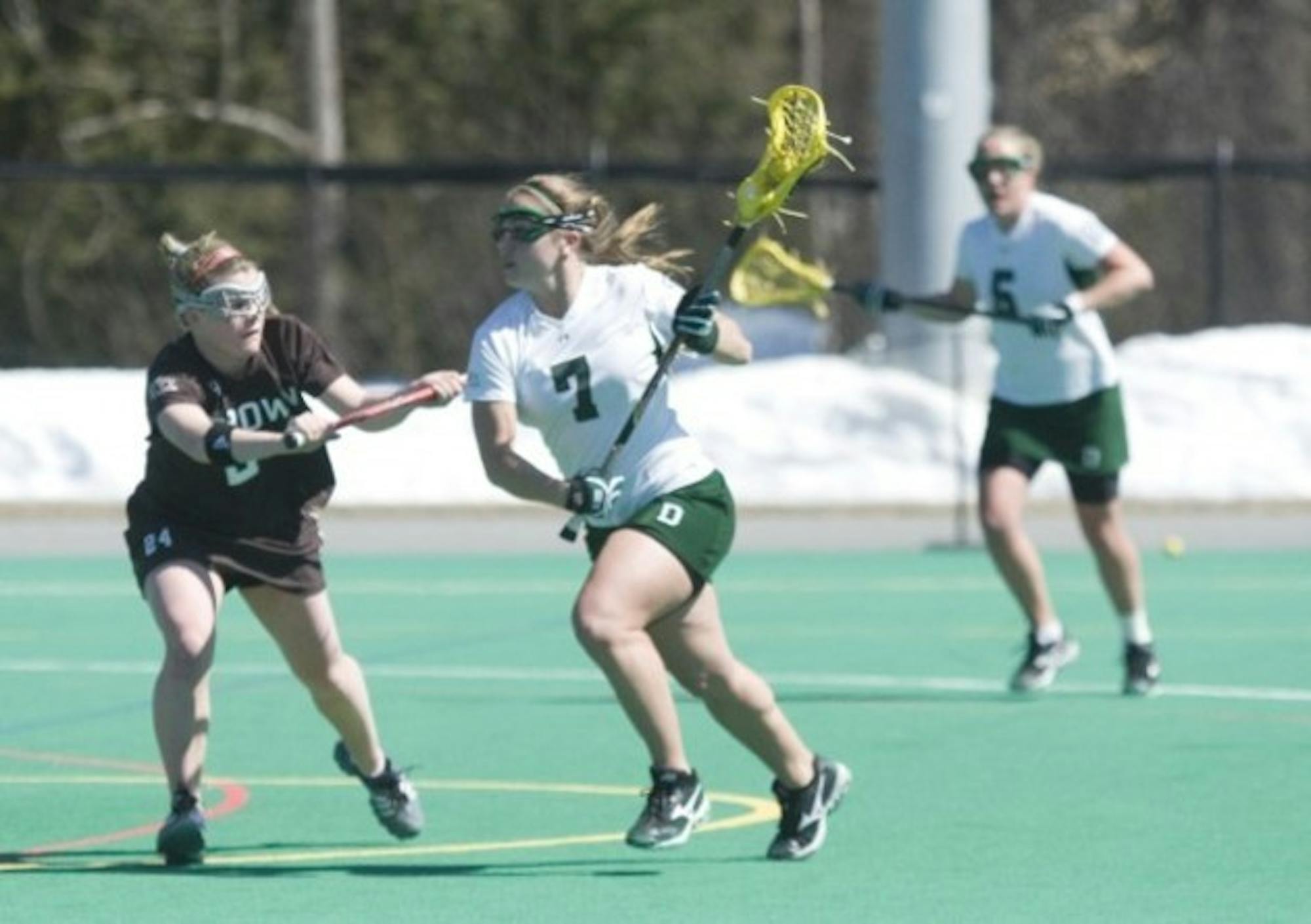 Kristen Barry '08, scoring four goals, helped lead the Big Green to a convincing victory over Ivy rival Brown.