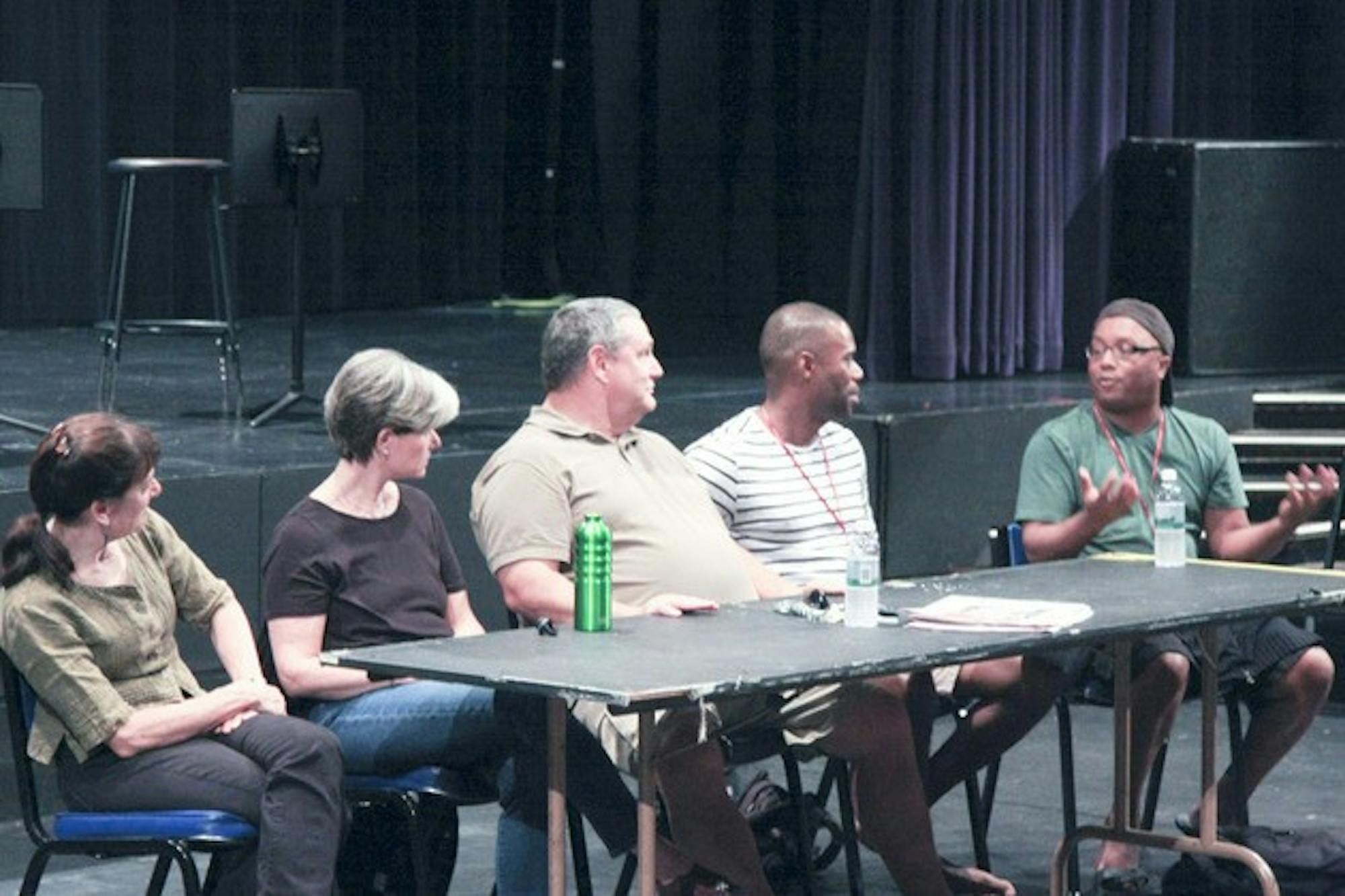 Panelists from the New York Theater Workshop discuss their ongoing works-in-progress, which will be presented this weekend.