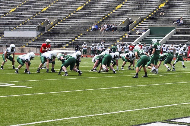 New starting quarterback Alex Park '14 threw for 296 yards and two touchdowns in the Green and White Game this spring.