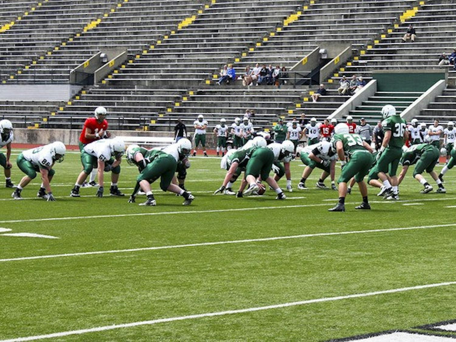 New starting quarterback Alex Park '14 threw for 296 yards and two touchdowns in the Green and White Game this spring.