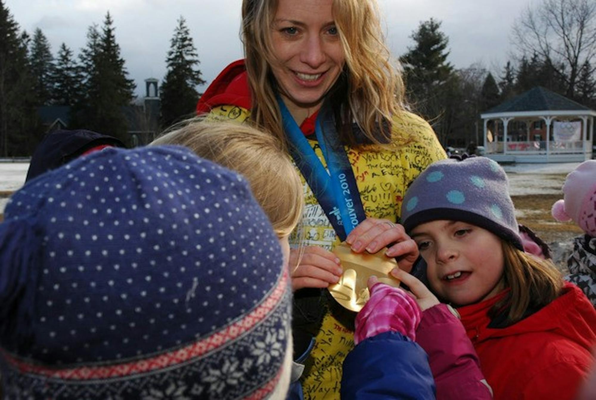 The kids got to touch her gold medal....it was heavy!