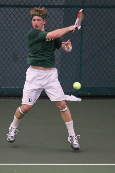Co-captain Ari Gayer '09 battled back to push his opponent to a third-set super tiebreaker in his final collegiate tennis match.