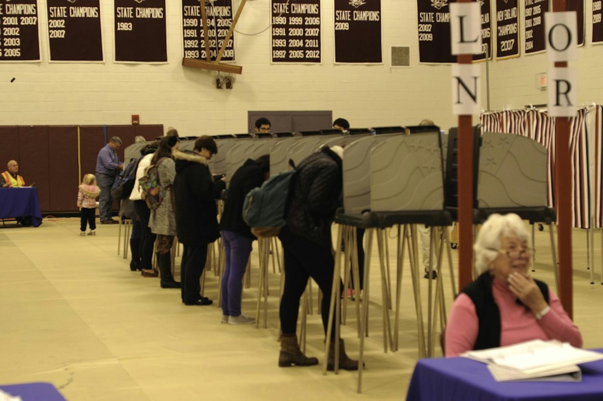 Students and community members turned out to vote in Hanover High School on Tuesday.