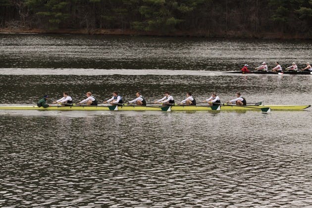The men's heavyweight crew team faced Boston University this weekend.