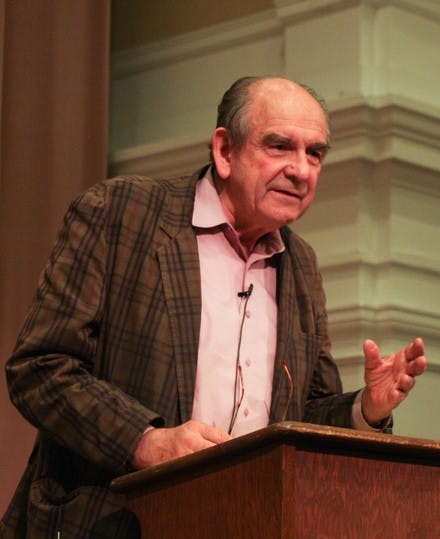 Jere Daniell '55, history professor emeritus, examines the 