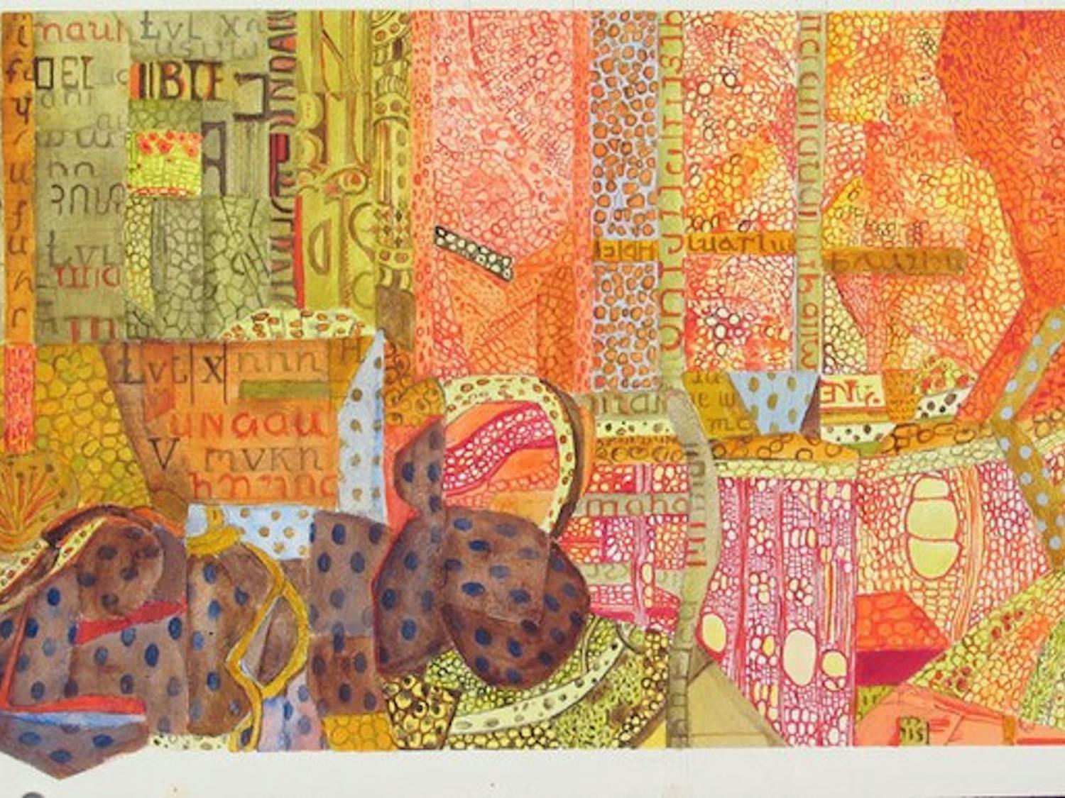 Thompson employs collage techniques in her exhibit