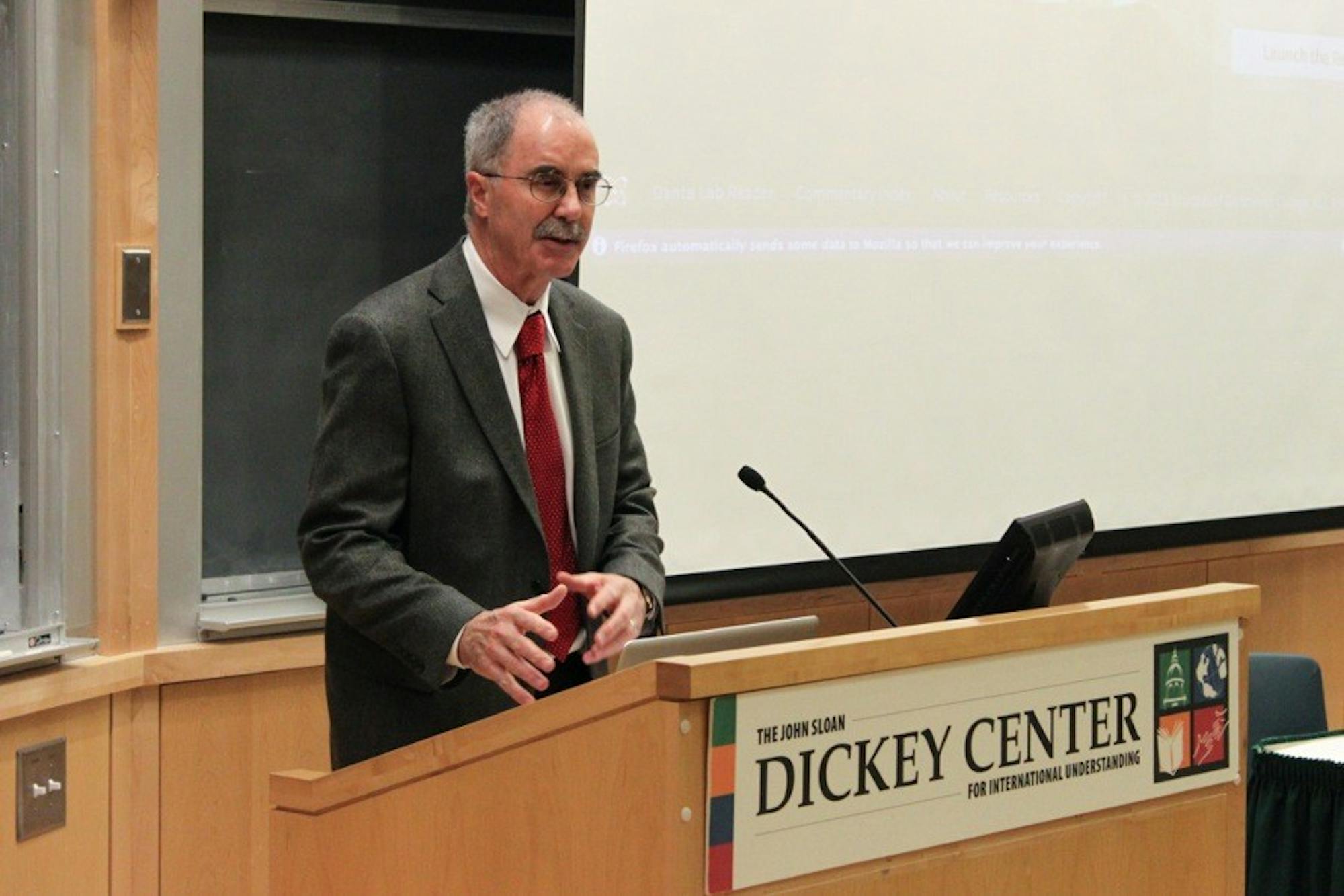 College President Phil Hanlon spoke at the Digital French and Italian conference.