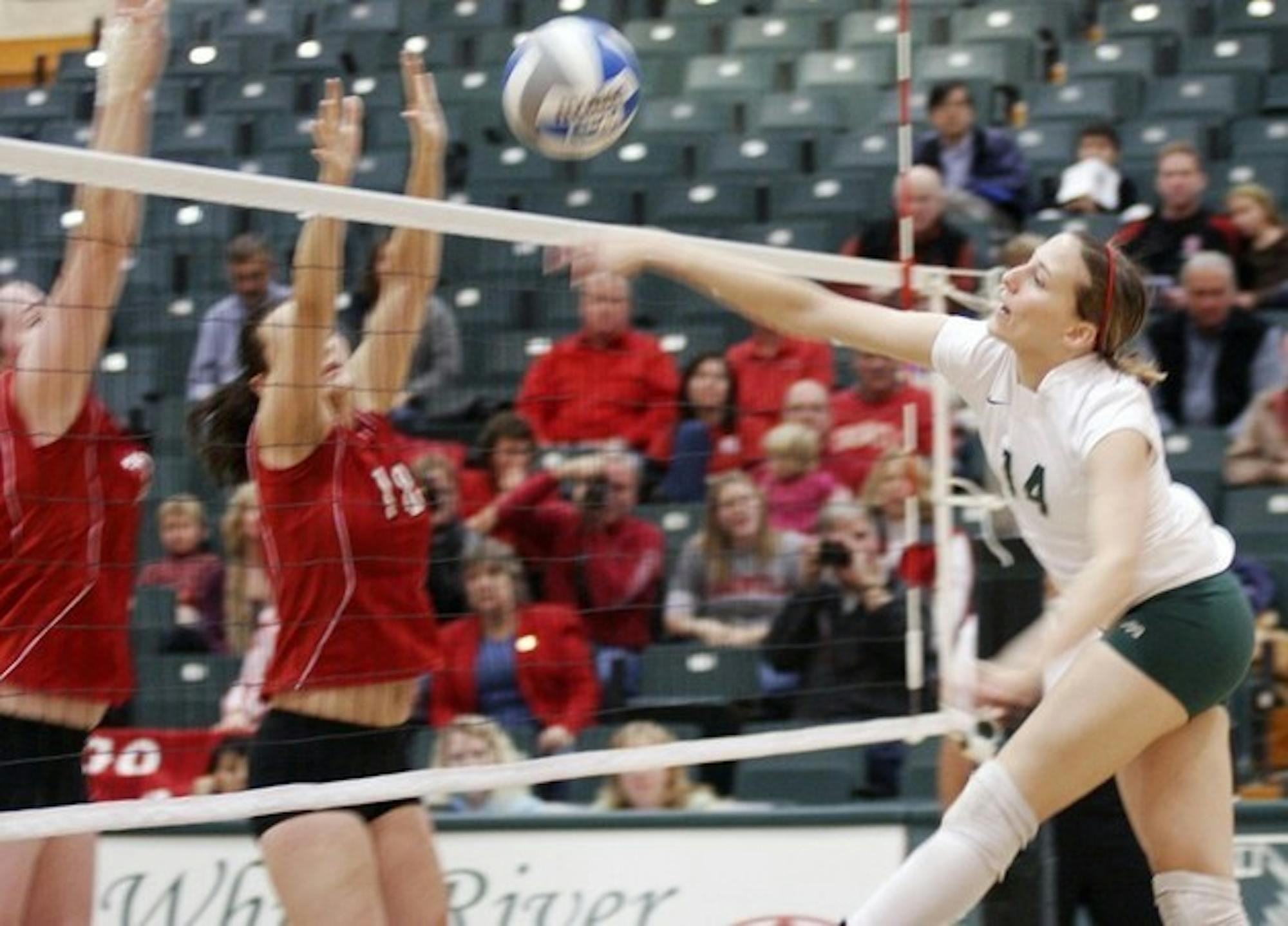 Women's volleyball ends season on high note with win over Brown after the team lost to Yale the previous night.