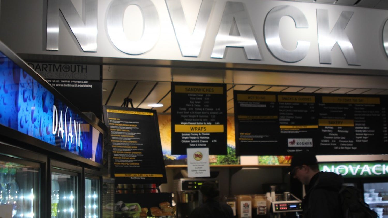 Novack Café, is located in the back of the library and is often open at late hours.&nbsp;