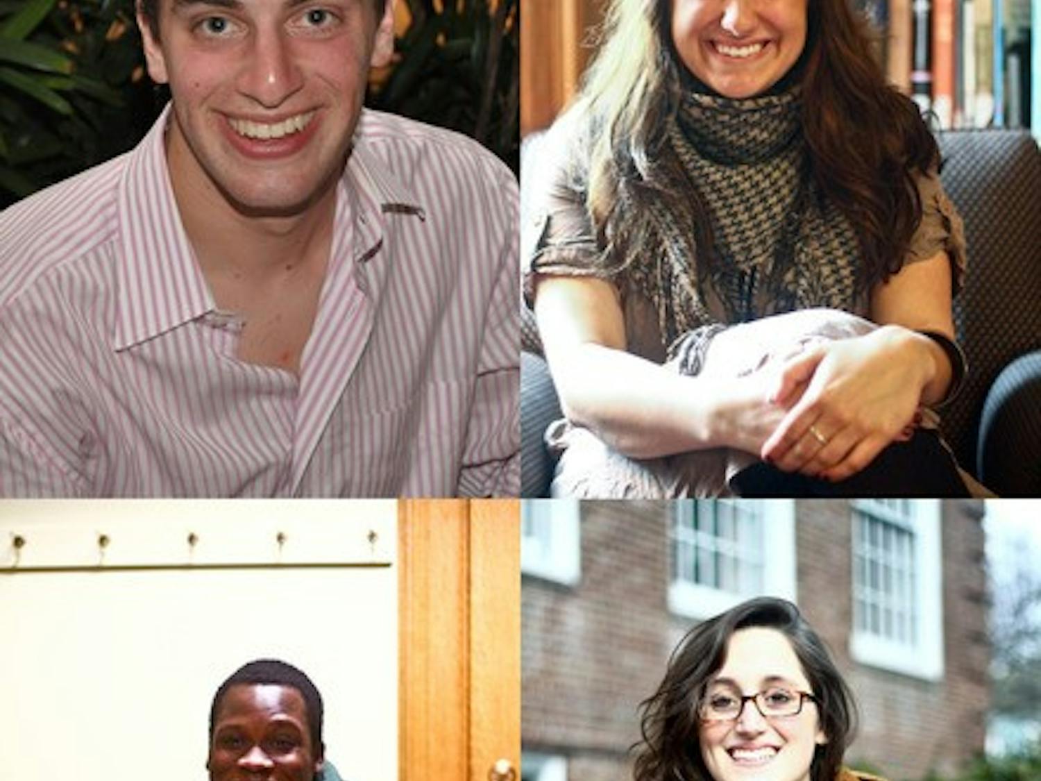 Clockwise from upper left: Eric Tanner '11, Elena Falloon '11, Maya Granit '11 and Uthman Olagoke '11 plan to run for Student Body President.