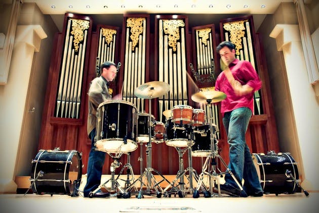 Dartmouth music professor Doug Perkins directs the contemporary music concert series, 