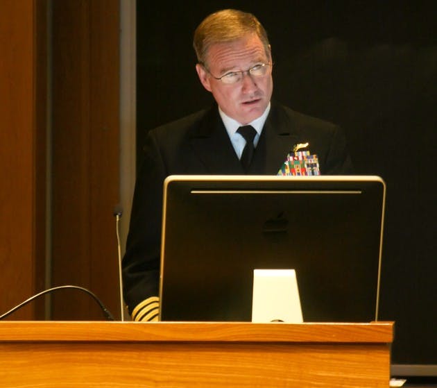 Admiral Patrick Walsh, the vice chief of U.S. Naval Operations, discussed global military strategy in a lecture in Kemeny.