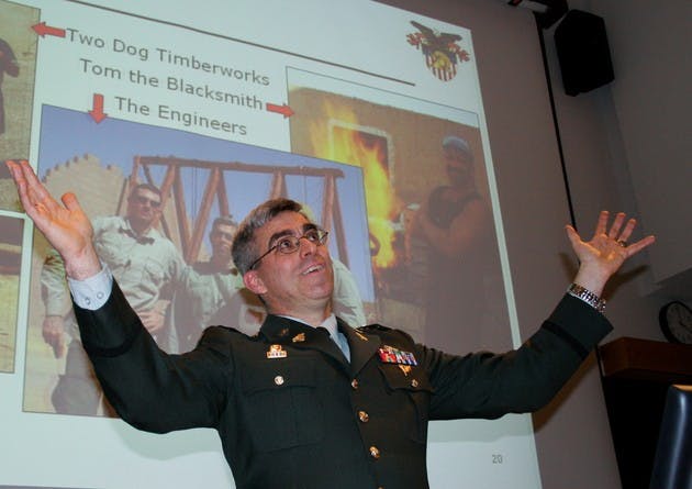 Colonel Stephen Ressler described his experiences working on two engineering projects in different parts of the world: Afghanistan and Morocco.