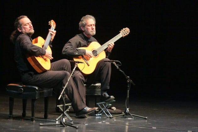 The Grammy award-winning Assad brothers showed off their uncanny synchronicity during a performance on Friday night in Spaulding Auditorium.